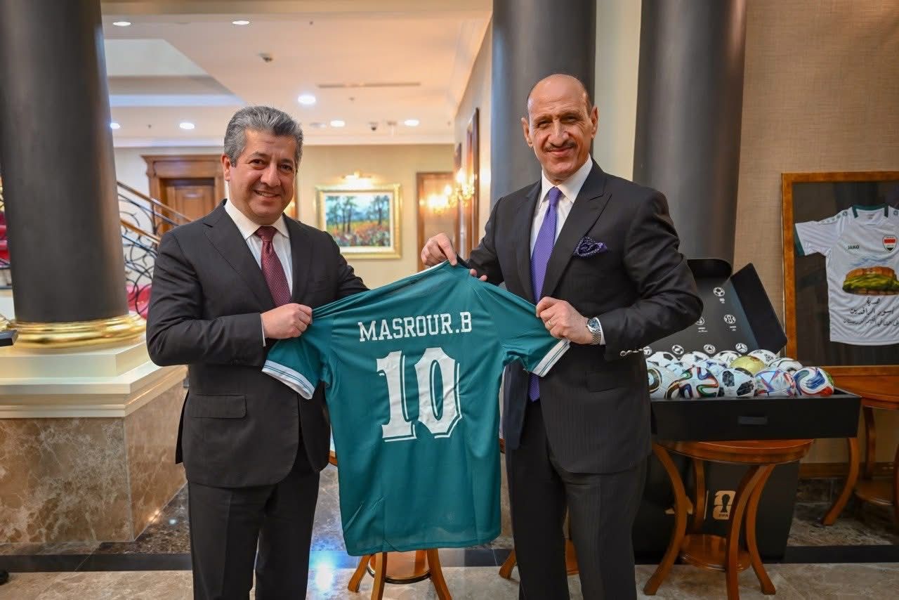 رئيس حكومة إقليم كوردستان يستقبل رئيس الاتحاد العراقي لكرة القدم